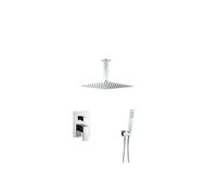 Ducha empotrada de techo monomando cuadrada con flexo de 150 cm en color cromado Tajo de Valaz - 30x30 cm