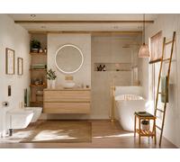 Ducha empotrada monomando essebagno oro brillo redondo. rociador a pared 25 cm antical 2 vías