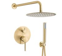 Ducha empotrada redonda a pared oro mate proteccion PVD 25 cm Jucar de Valaz