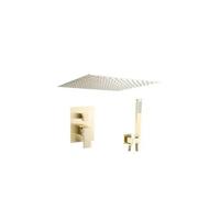 Ducha encastrada a ras de techo monomando cuadrada en color dorado cepillado Tajo de Valaz