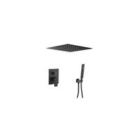 Ducha encastrada a ras de techo monomando cuadrada en color negro mate Tajo de Valaz - 40x40 cm