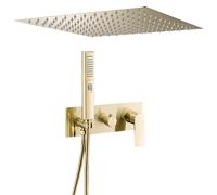 Ducha encastrada monomando 2 vias a ras techo dorado cepillado Miño de Valaz