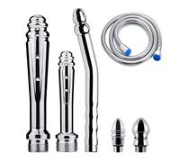 Ducha Enema Ducha Anal con 3 Cabezales de Ducha, Ducha Anal y Vaginal con Kit de Enema de 3 Piezas, Kit de Enema para Mujeres Hombres + 59 pulgadas Manguera (Plateado)