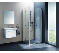 Ducha esquinera Coral con puerta plegable myDay EFTS R 80, 765-785x2000mm, VB01308020DA1, Cabinas de ducha: Marco: Plata pulida, Vidrio: ESG