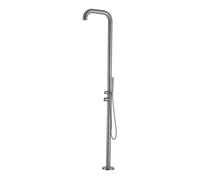 Ducha exterior chia sined en acero inoxidable satinado ducha con mezclador y teleducha estructura y accesorios en acero inoxidable aisi 316l diámetro del tambor 6 cm ducha con entrada de agua caliente