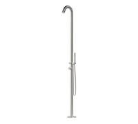 Ducha exterior de acero inoxidable satinado sined alghero ducha con mezclador y teleducha de 6 cm de diámetro ducha corporal y accesorios de acero inoxidable aisi 316l ducha con entrada de agua calien