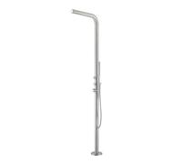 Ducha exterior de acero inoxidable satinado sined budoni ducha de jardín con entrada de agua caliente y fría ducha de mano y mezclador cuerpo y accesorios de acero inoxidable aisi 316l con eje de 6 cm