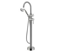 ducha, grifo de bañera independiente, grifo para bañera, grifería para bañera de latón, montaje en el suelo, con alcachofa de mano, juego de ducha de lujo, croma