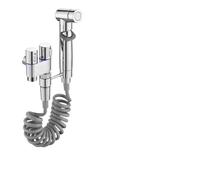 Ducha higiénica for baño, inodoro, bidé, cabezal de ducha, válvula angular de doble salida, accesorios de baño, asiento de inodoro bidé(Silver bidet set)