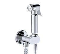 Ducha Higiénica WC/Bidet de Latón Cromado - Set Completo Soho Design con Válvula de Cierre Integrada, Soporte de Pared, Manguera Metálica 120 cm, Conexión G1/2”, Diseño Moderno y Compacto