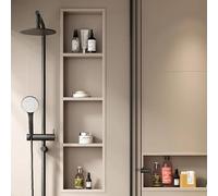 Ducha LED con diseño impermeable, no necesita azulejos, organizador de pared empotrado en aleación de aluminio para baño, inserto horizontal/vertical, disponible en negro y gris, tamaños 30 x 93 y 30