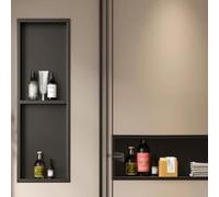 Ducha LED con iluminación - Organizador de alcohol impermeable de aleación de aluminio para baño instalación horizontal/vertical - Negro (30 x 93 cm)