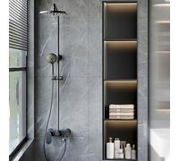 Ducha LED empotrada con luz para baño, sin costuras, sin necesidad de azulejos, instalación horizontal/vertical, 28 x 120 x 12,5 cm, solución de almacenamiento elegante