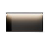 Ducha moderna de acero inoxidable con tira de luz integrada no regulable, estante de almacenamiento empotrado para artículos esenciales de ducha, diseño montado en la parte superior (negro, 120 x 28 x