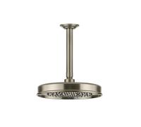 Ducha mural antical Gessi Venti20, D229mm, con articulación y brazo de techo dimensiones especiales 110-1900mm, montaje en techo, 65150149, Color: Óptica Finox