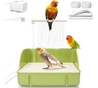 Ducha para pájaros - Fuente circular con bomba para ducha de pájaros - Gran cuenca de baño para loros, accesorio de jaula para periquitos, calopsitas, periquitos, guacamayos y