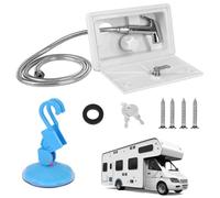 Ducha Para RV, Ducha Al Aire Libre Para Autocaravanas, Kit De Caja De Ducha Con Interruptor De Frío Y Calor Con Cerradura, Ducha De Camping Para Autocaravana Marina Caravana- Blanco