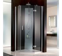 Ducha pentagonal de estudio HSK de 3 piezas con puerta giratoria, 90cm, 1760090-41-50edelglas, Cabinas de ducha: Aspecto cromado: ESG transparente con cristal precioso