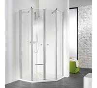Ducha pentagonal HSK Exklusiv con 2 puertas batientes, 4 piezas, tamaño: 90 x 90 x 200 cm, 465090-41-120, Cabinas de ducha: Aspecto cromado: Vidrio real TwinSeal