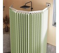 Ducha plegable impermeable con barra ajustable L U Sd y ventosas fuertes, diseño de lino que ahorra espacio, 5 pliegues, perfecto para baños pequeños y fácil instalación