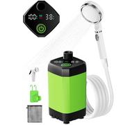 Ducha Portatil Camping, Ducha Camper Mejorada con Pantalla de Temperatura y Potencia, Eléctrico Portátil Recargable Ducha con 6000mAh Batería para Camping, Plantas de Jardín,Coche, Lavar al Perro