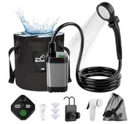 Ducha Portatil Camping, Ducha de Camping Portátil con Bomba y Cubo, Duchas Móviles con Alcachofa de Ducha y Manguera, para Acampar, Hacer Caminatas, Duchas para Perros