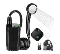 Ducha portátil de camping con pantalla digital 8000mAh para batería, bomba eléctrica impermeable para lavado de perros, senderismo, kit de viaje, gris (negro)