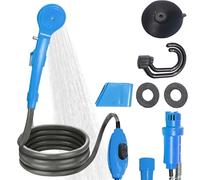 Ducha portátil de camping, ducha de camping, 12 V, enchufe de encendedor de cigarrillos, ducha de camping al aire libre portátil con bomba sumergible, ducha al aire libre con cabezal de ducha para