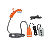 Ducha Portátil Eléctrica de 2m Bomba Manual Recargable USB Cabezal Cómodo Fabricada en PP Ligera Adecuada para Camping Baño Exterior Jardín L, Naranja