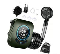 Ducha portátil para campamento con batería de 8000 mAh, bomba de ducha eléctrica para exteriores con pantalla LED y 5 modos, kit de lavado de coche, para viajes, senderismo, playa, color negro (verde)