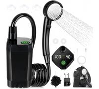 Ducha portátil para camping con batería de 6000 mAh, bomba, indicador de temperatura, cabezal de ducha y manguera de 2 m.
