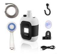 Ducha portátil para camping, ducha al aire libre, ducha recargable, flujo de 4-5 l/min, 2200 mAh, manguera de 1,8 m, 3 modos, compacta para senderismo, RV, lavado de mascotas (negro)