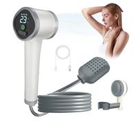 Ducha portátil para camping, ducha de camping recargable por USB con pantalla LED inteligente, kit de ducha al aire libre con pantalla de temperatura para camping, senderismo, viajes, lavado de coche
