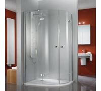 Ducha redonda HSK Premium Classic con 2 puertas giratorias, 4 piezas, tamaño: 100 x 100 x 200 cm, radio 500 mm, 650100500-41-50edelglas, Cabinas de ducha: Aspecto cromado: ESG transparente con cristal