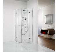 Ducha redonda HSK Premium Softcube de 4 piezas, con 2 puertas giratorias, medidas: 100 x 100 x 200 cm, radio: 500 mm, 6850100500-41-50, Cabinas de ducha: Aspecto cromado: ESG transparente