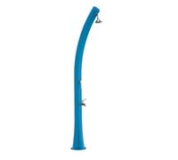 Ducha solar calefactora azul modelo rio. estructura curvada de polietileno hd, ideal para jardín, piscina y actividades al aire libre. altura 226 cm ducha redonda diámetro 10 cm depósito 25 litros con