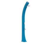 Ducha solar calefactora azul modelo rio xxl. estructura curvada de polietileno hd, ideal para jardín, piscina y actividades al aire libre. altura 226 cm ducha redonda diámetro 15,24 cm depósito 40 lit