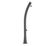 Ducha solar calefactora gris modelo rio. estructura curva de polietileno hd, ideal para jardín, piscina y actividades al aire libre. altura 226 cm ducha redonda diámetro 10 cm depósito 25 litros con l