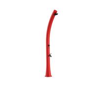 Ducha solar calefactora roja modelo rio. estructura curvada de polietileno hd, ideal para jardín, piscina y actividades al aire libre. altura 226 cm ducha redonda diámetro 10 cm depósito 25 litros con