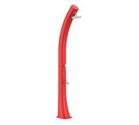 Ducha solar calefactora roja modelo rio xxl. estructura curvada de polietileno hd, ideal para jardín, piscina y actividades al aire libre. altura 226 cm ducha redonda diámetro 15.24 cm tanque 40 litro
