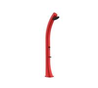 Ducha solar calefactora roja modelo rio xxl. estructura curvada de polietileno hd, ideal para jardín, piscina y actividades al aire libre. altura 226 cm ducha redonda diámetro 15.24 cm tanque 40 litro
