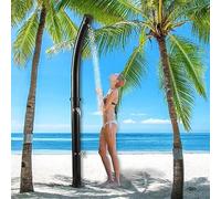 Ducha Solar Exterior Ducha Solar Exterior 20L con Alcachofa De Ducha Y Grifo Lavapiés, Piscina De 217cm Y Ducha Exterior con Agua Fría Y Caliente, Temperatura Regulable, Negro