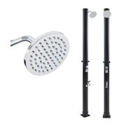 casa.pro Ducha Solar Exterior Frerievn para Piscina Jardín Terraza con Cabezal Giratorio Grifo para Piés Temperatura Ajustable máx. 60°C Tanque de 18L Plástico/Metal Altura 215 cm - Negro
