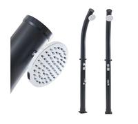 casa.pro Ducha Solar Exterior Kebomi para Piscina Jardín Terraza Temperatura Ajustable máx. 60°C Cabezal Giratorio Grifo para Piés Tanque de 18L Plástico/Metal Altura 216 cm - Negro