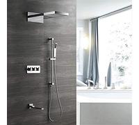 Ducha termostática Ducha de Ducha Oculta Cobre Cobre de Cuatro Funciones Caja incrustada con Varilla de elevación Conjunto de Ducha Caliente y fría