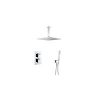 Ducha termostática empotrada de techo cuadrada de acabado color cromado Tajo de Valaz - 25x25 cm