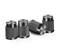 DUCHSAN 4 Pcs Tapones de Válvula Neumático para Renault Twingo II 2007-2014, Tapas de Vástago en Aleación de Aluminio, Antipolvo Moleteado,Black