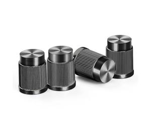 DUCHSAN 4 Pcs Tapones de Válvula Neumático para Renault Twingo II 2007-2014, Tapas de Vástago en Aleación de Aluminio, Antipolvo Moleteado,Black