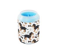 Duchshund Dog Cute Bones - Taza reutilizable para limpieza de patas con cepillo de masaje suave, suministros de aseo para mascotas, limpia suavemente las patas después de los paseos
