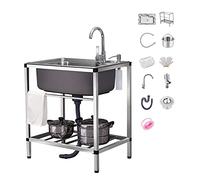 Duchunsheng Fregadero Cocina Un Seno, Fregadero Comercial Independiente De Acero Inoxidable, Duradero Fregadero Industrial Lavadero Pila Exterior, Mueble Lavabo para Cocinas O Baños Pequeño A Mediano